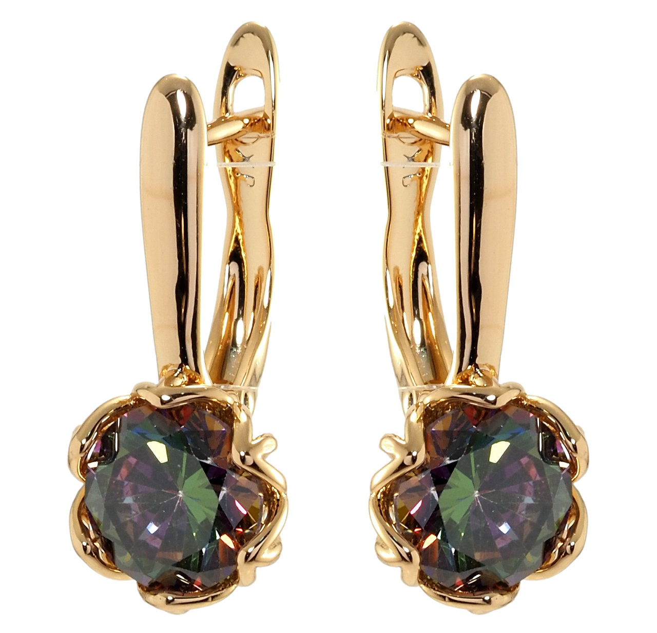 

Серьги Xuping Позолота 18K английский замок "Цветок с фианитом хамелеон"