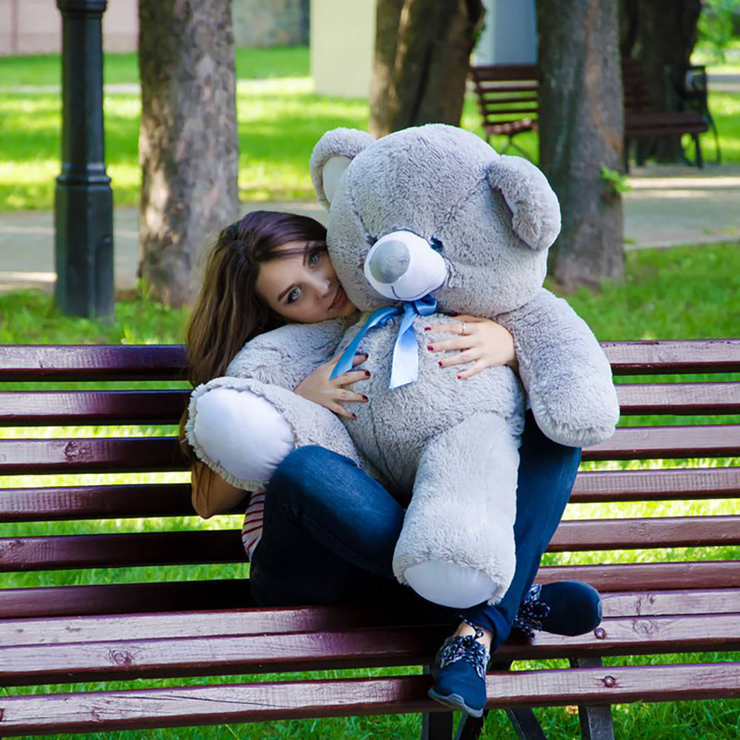 

Плюшевые медведи: Плюшевый медвежонок Томми 1 метр (100 см), Серый