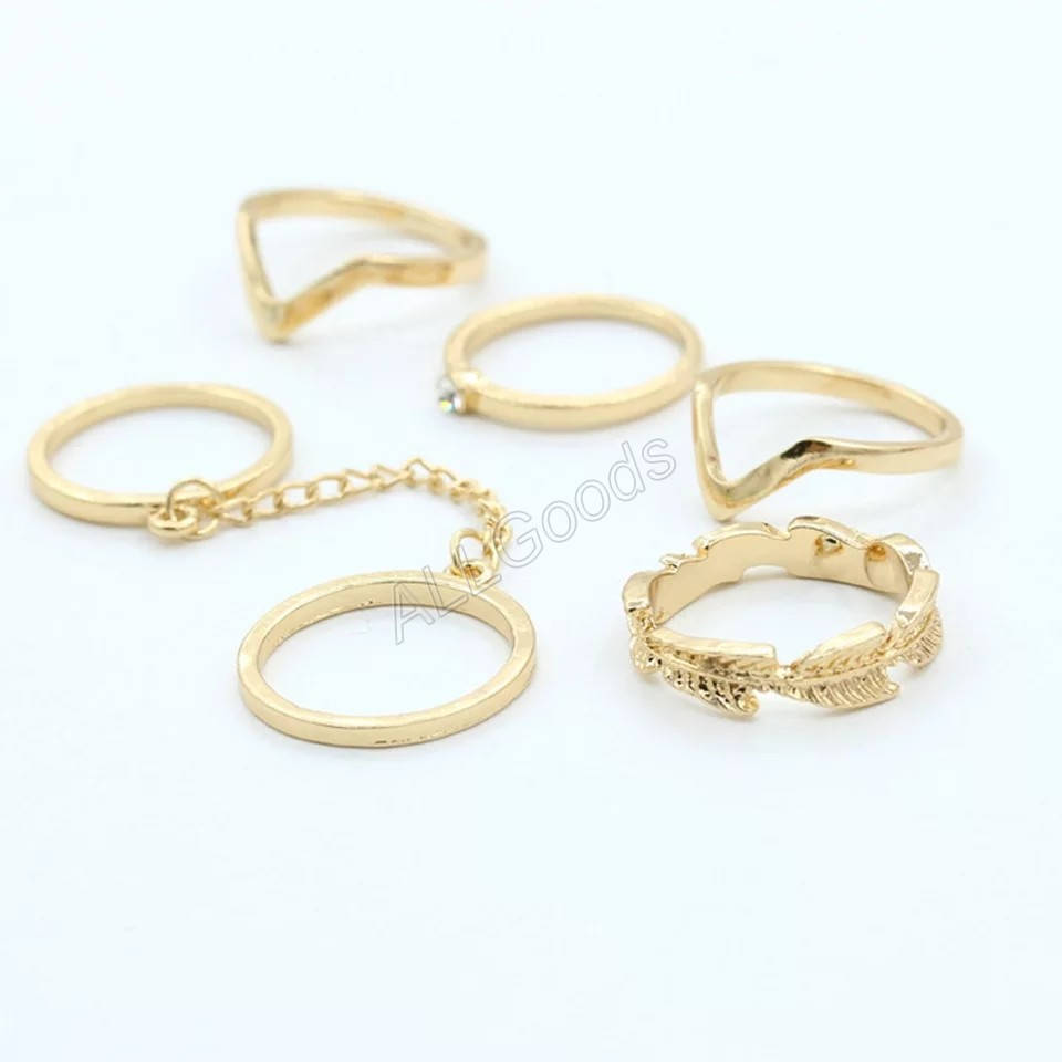 

Кольца на фаланги. Набор из 6 шт. (D0140gold)