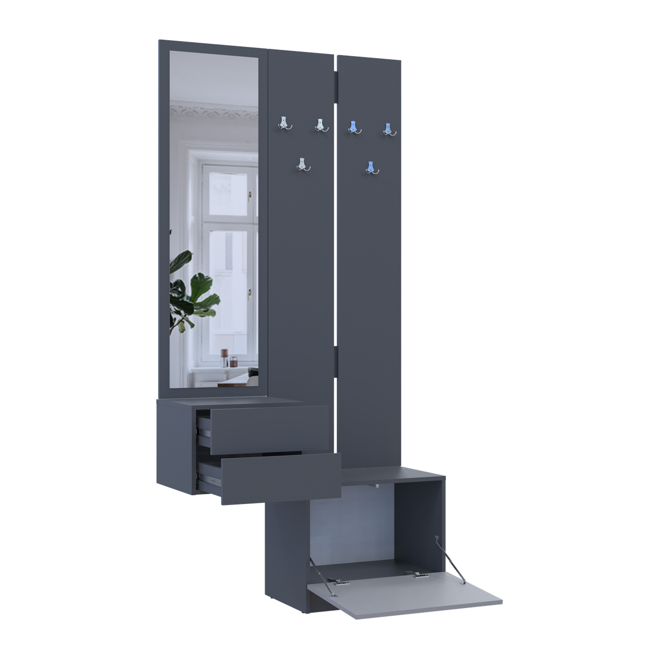 Передпокій Doros Сола 2+3 Doros Графіт/Сірий ДСП 105х40х215 (42005151) 7