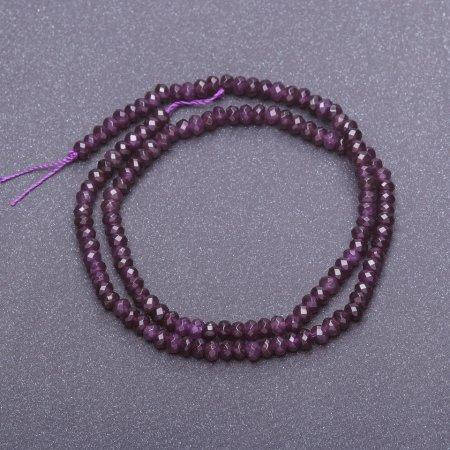 

Бусины из натурального камня Аметист темно фиолетовый на нитке граненый рондель d-4х3мм L-38см