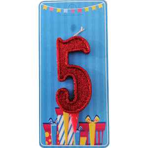 

Свеча-цифра "5" Красный блеск