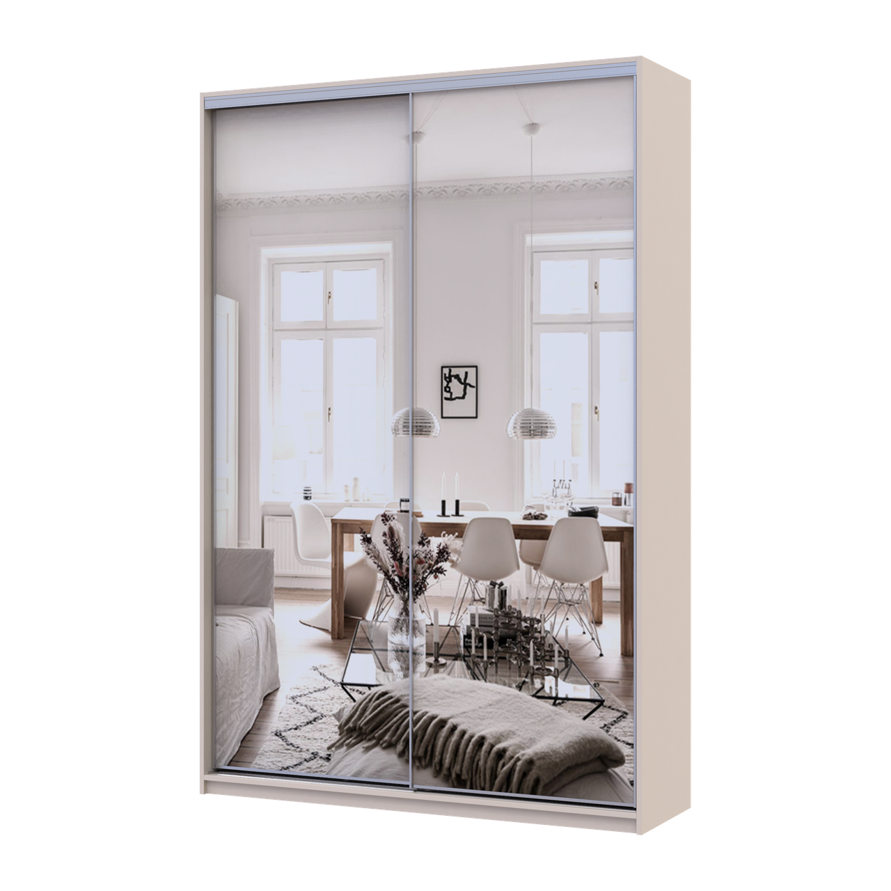 Шафа купе Doros Сіті Лайт Кашемір 2 Дзеркала 150х45х225 (80736362)