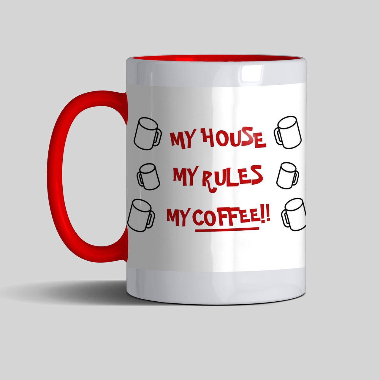 

Прикольная чашка цветная My house, my rules, my coffee, Белый