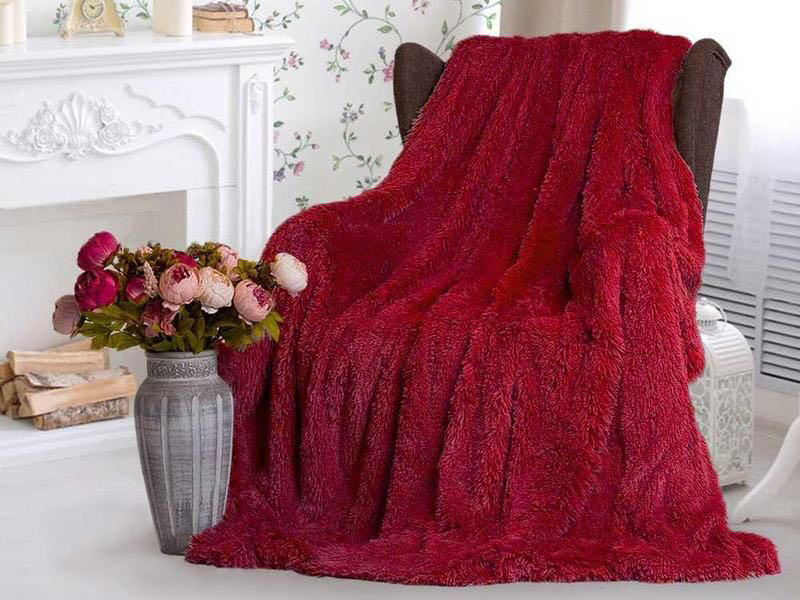 

Меховое покрывало "Травка"/Покрывало с длинным ворсом красное 160х210, Разные цвета