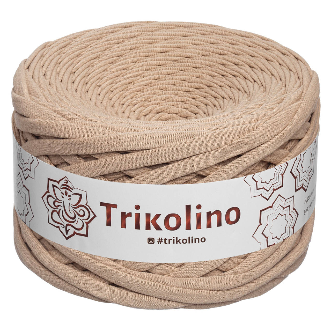

Трикотажна пряжа Trikolino, ширина нитки 7-9 мм, довжина мотка 100 м., Латте