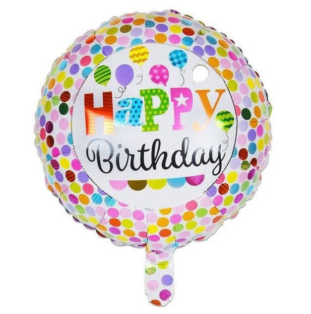 

Фольгированный шар круг Happy Birthday в кружочки 18 "Китай