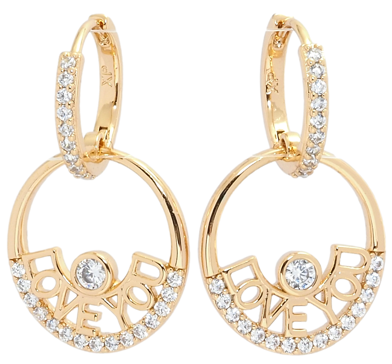 

Серьги Xuping Позолота 18K подвески на колечках "Love You"