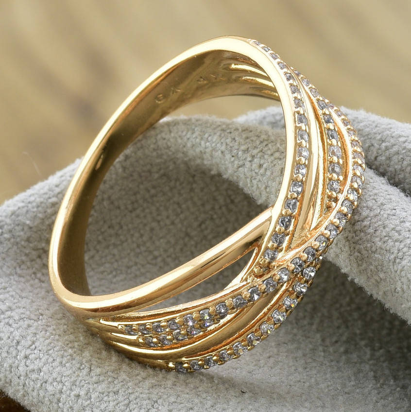 

Кольцо Xuping 14092 ширина 9 мм белые фианиты позолота 18К размер 21