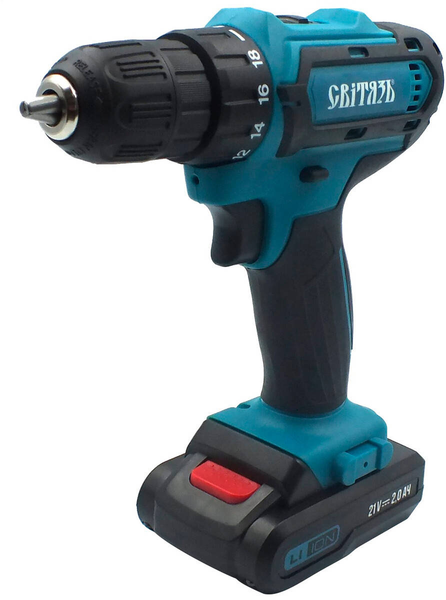 

Дрель-шуруповерт аккумуляторная Свитязь СШЛ 2120-2Б2 (21 V, 1.5 Ah) (89595)