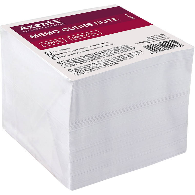 

Бумага для заметок Axent Elite White 90*90*70 мм непроклеенная, Белый