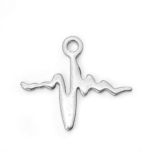 

Подвеска Finding Кулон кардиограмма сердца Металл Нержавеющая сталь 14 mm x 12 mm