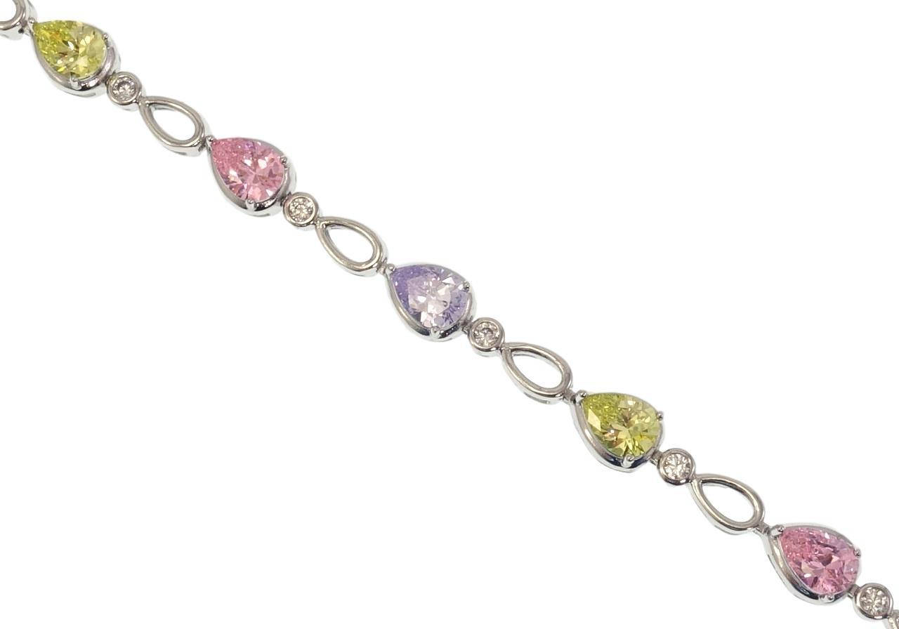 

Браслет Xuping Родий "Разноцветные кристальные капельки" длина с доп. замком 17.5,19см х 4-6мм