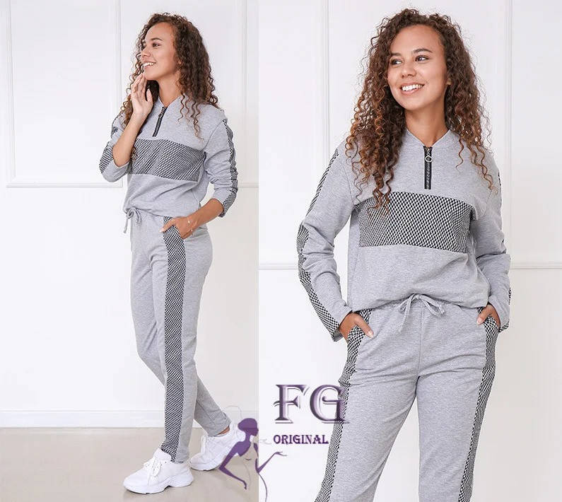 

/ Размер 42-44, 46-48, 50-52 / Женский костюм из трикотажа Wonderlend / цвет серый, Разные цвета