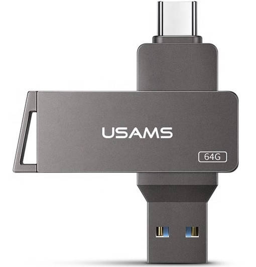 

Флешка USAMS US-ZB200 Type-C OTG USB3.0 64GB, серая, Серый