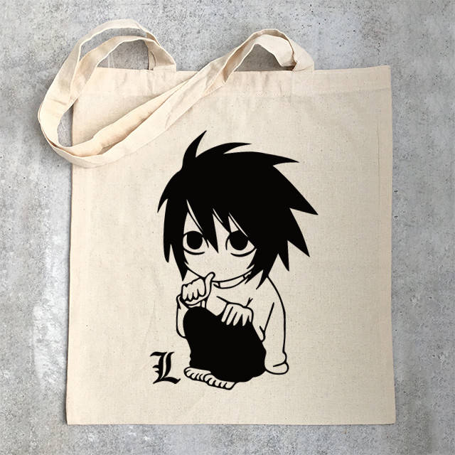 

"L (Тетрадь смерти / Death note)" эко сумка шоппер хлопковая с рисунком, Бежевый
