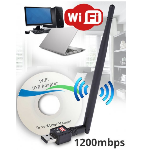 

Беспроводной адаптер Wi-Fi USB 1200 Мбит/c, 802.11bgn с внешней антенной 5 dbi