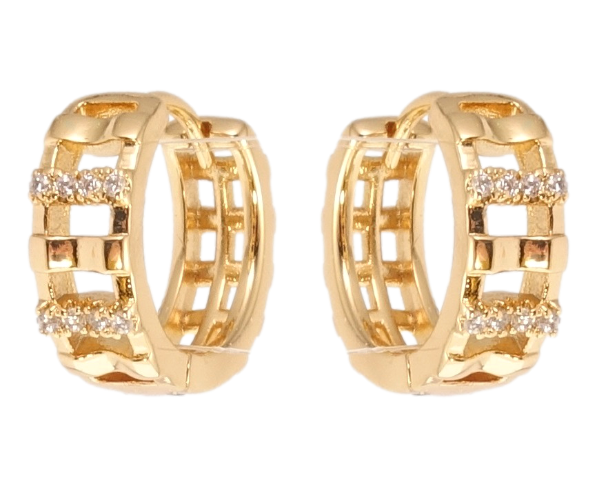 

Серьги Xuping Позолота 18K колечки "Орнамент с цирконием"