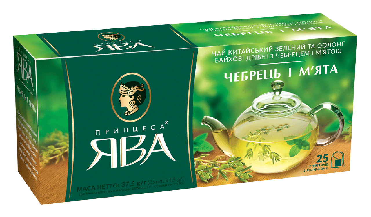 

/Чай зелёный 15г*25 пакет Чебрец и мята ПРИНЦЕССА ЯВА