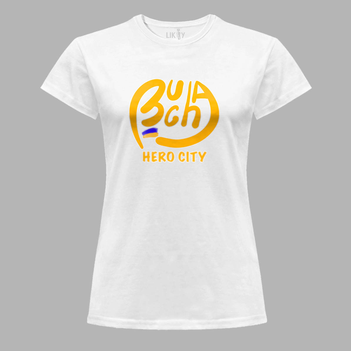 

Футболка женская с принтом "Город Герой - Буча" (22042108)