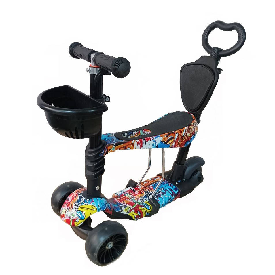

Самокат Scooter Smart 5 в 1 с родительской ручкой Graffiti Inscription
