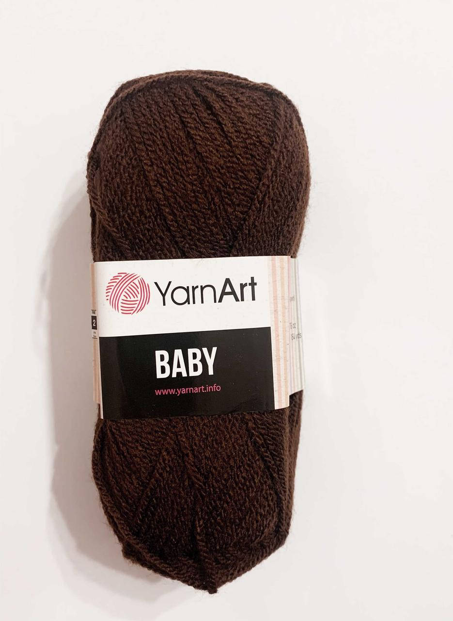 

Нитки для вязания, пряжа акриловая детская Baby YarnArt, 100% акрил 50 гр., 150 м, 1182, коричневий, Коричневый