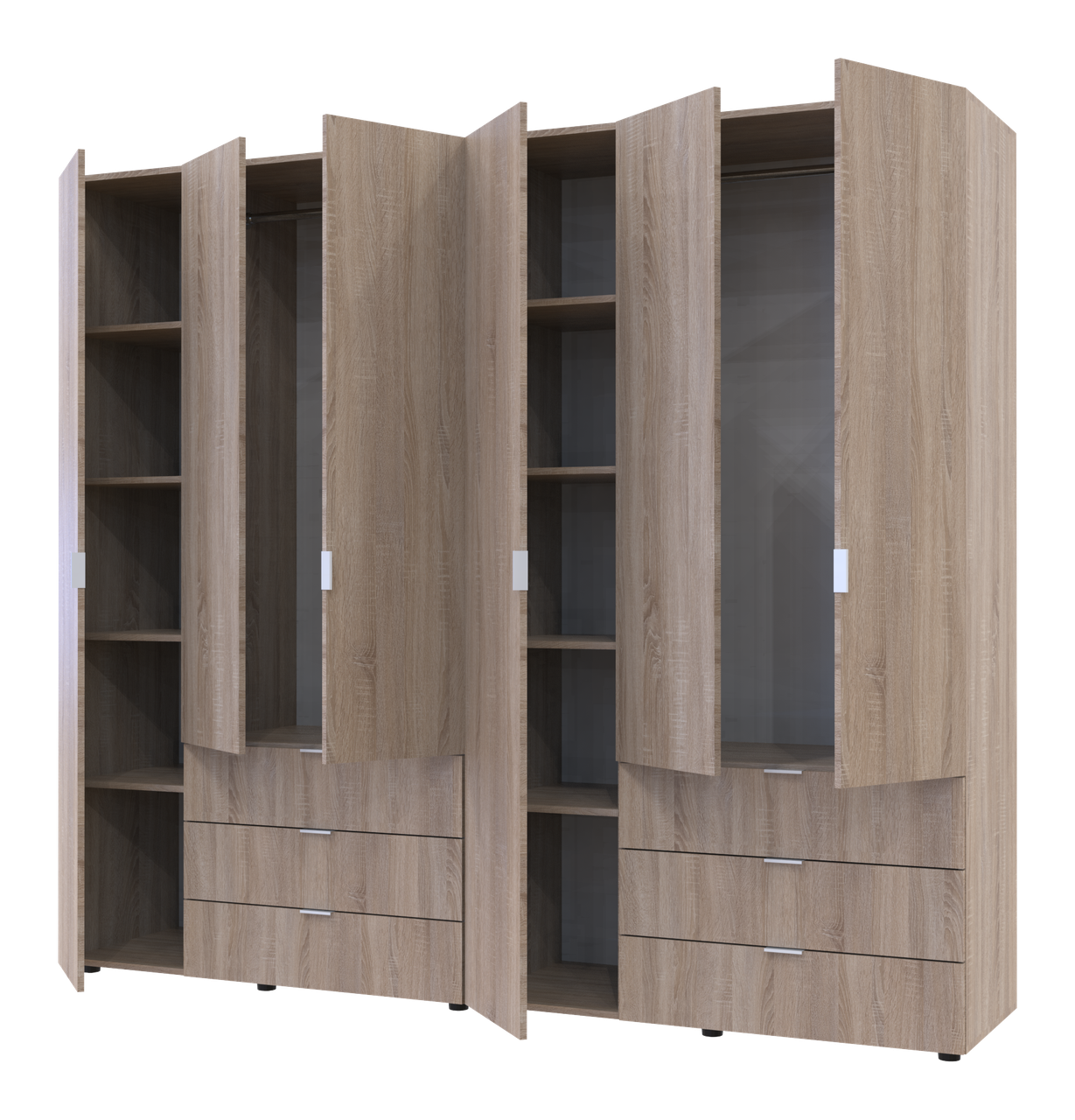 Розпашна Шафа для одягу Doros Гелар комплект Cонома 3+3 ДСП 232,4х49,5х203,4 (42002125) 2