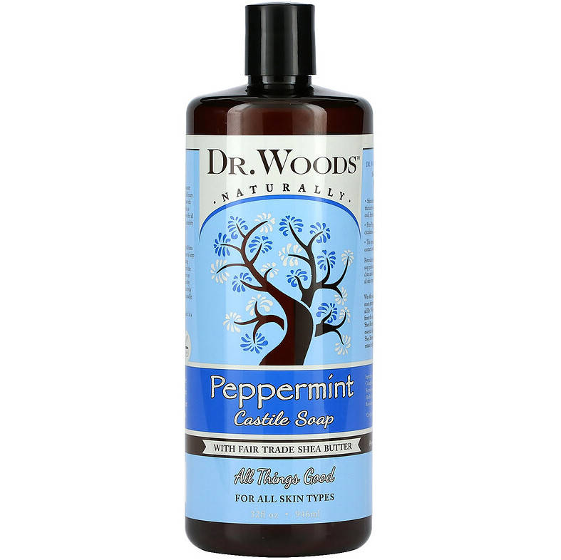 

Мятное кастильское мыло Dr. Woods "Peppermint Castile Soap" с маслом ши (946 мл)