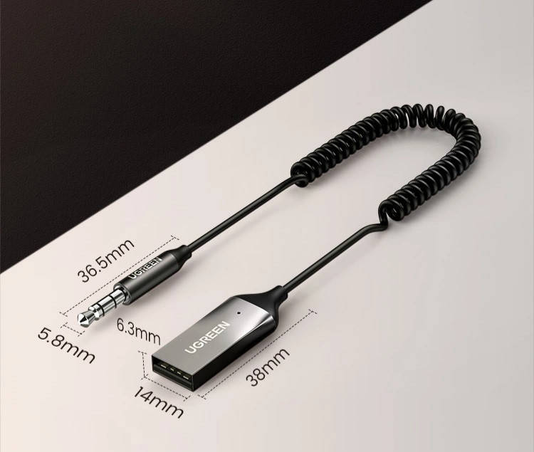 

Ugreen Bluetooth 5.0 AUX USB питание, авто приемник ресивер, микрофон