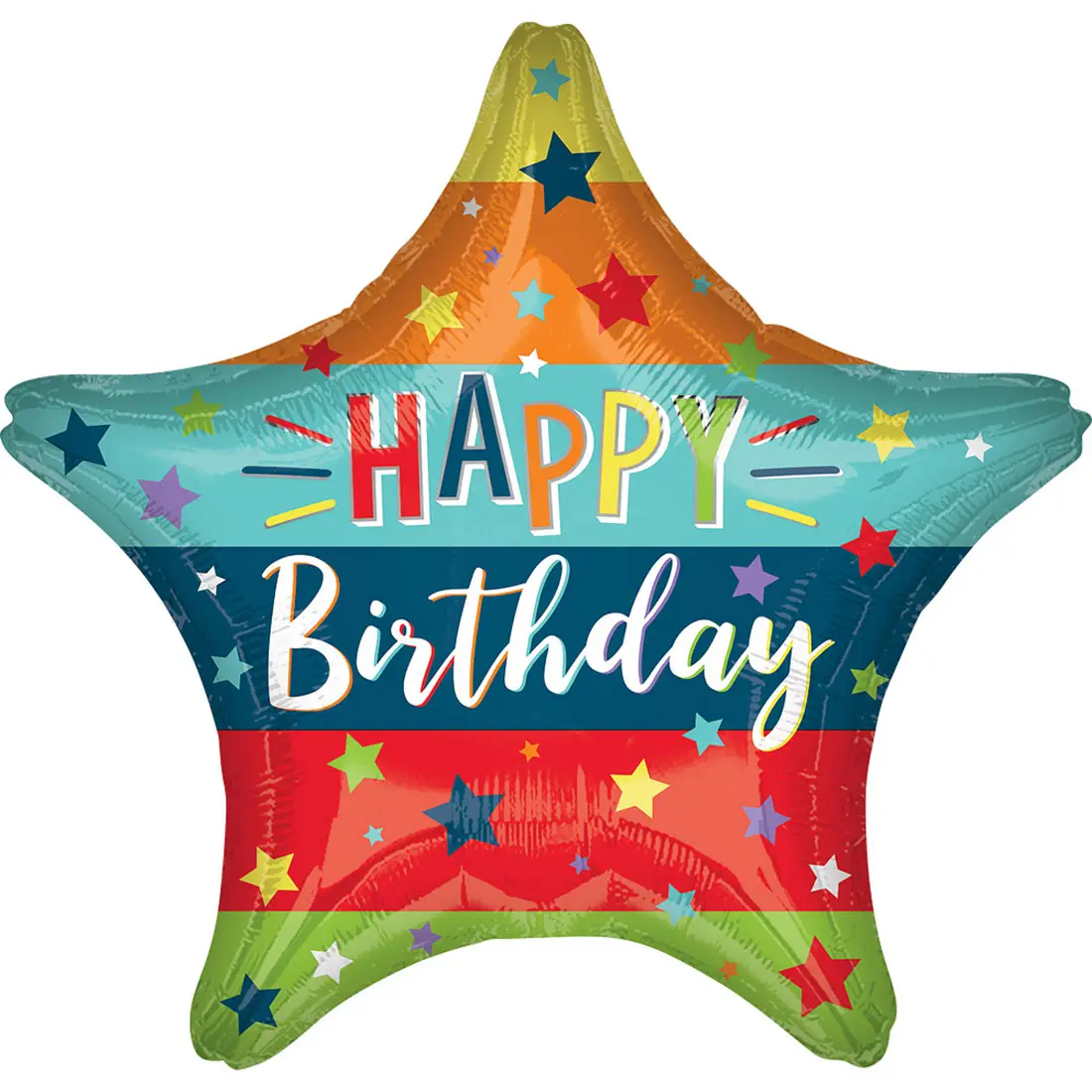 

Фольгированный шарик КНР 18" (45 см) Звезда Happу Birthday полоски, Разные цвета