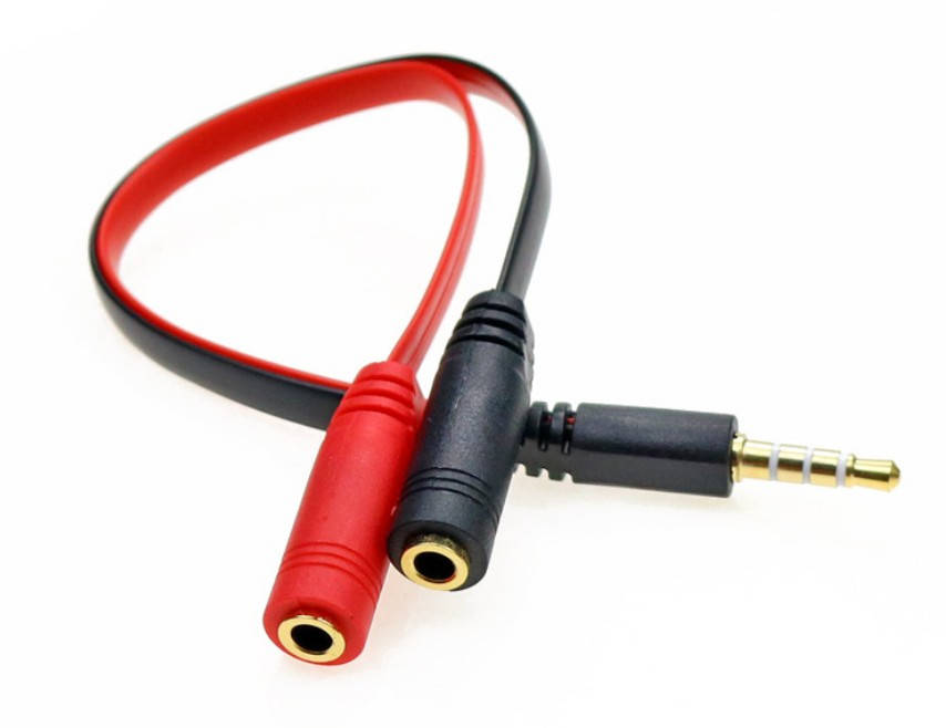 

Удлинитель плоский на наушники 20 сm (2 гнезда черный+красный)