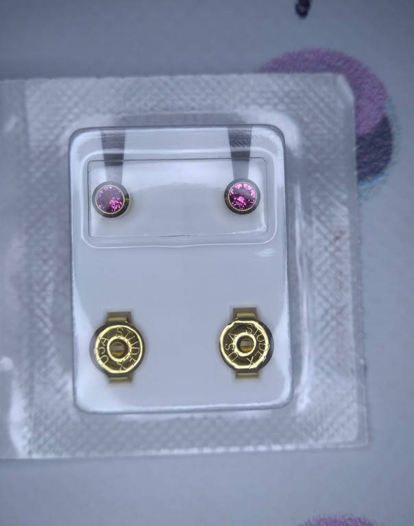 

Серьги M, завальцованные золотой, камень роза, R210Y Studex