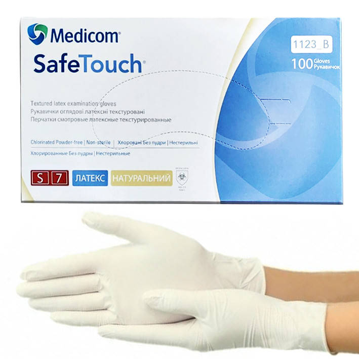 

Латексные текстурированные неприпудренные перчатки Medicom SafeTouch Connect S (6-7)