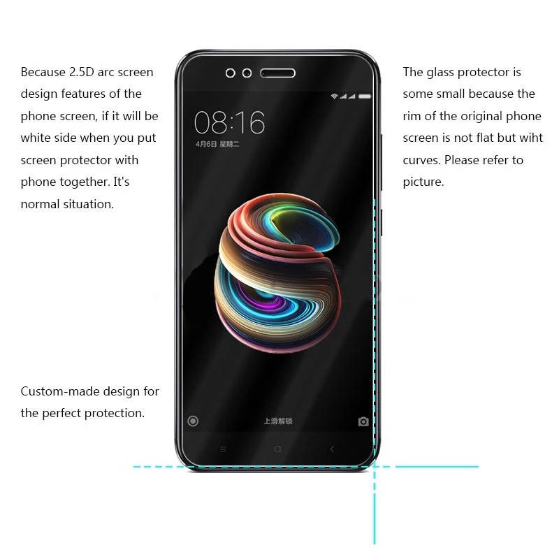 

Защитное неполноразмерное стекло для Xiaomi Mi A1 Mi5X