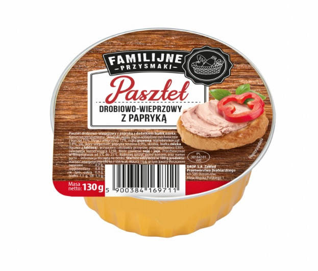 

Паштет мясной с добавлением паприки Pasztet Drobiowo-Wieprzowy z Papryka Familijne Przysmaki 130 г Польша