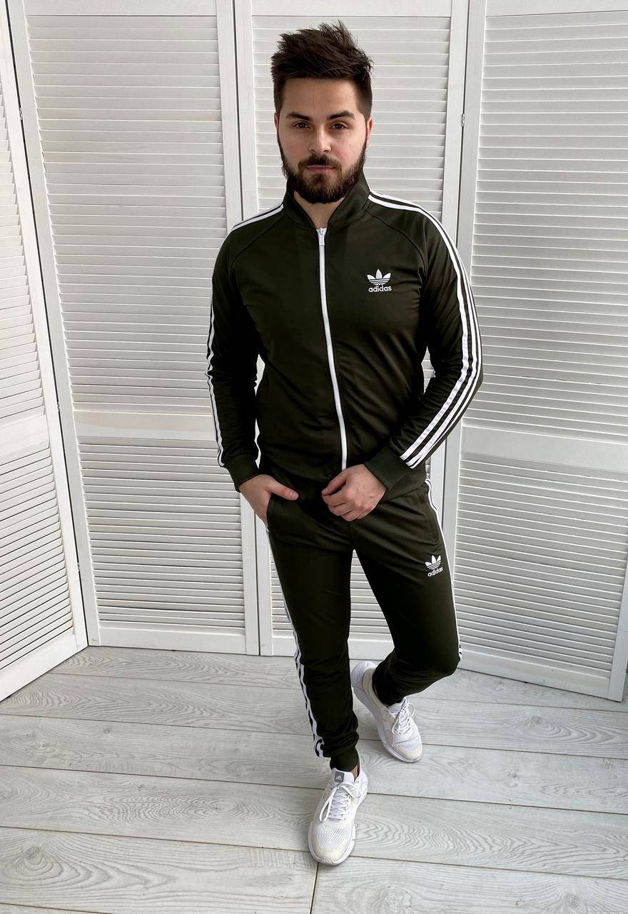 

Спортивный костюм мужской Adidas Хаки с полосками тонкий Турция