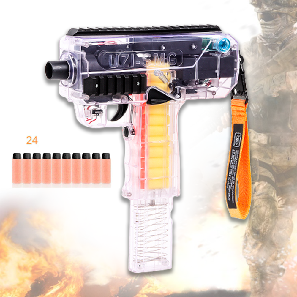

Электрический игрушечный пистолет UZI SMG с мягкой пулей / Бластер для детей, Синий