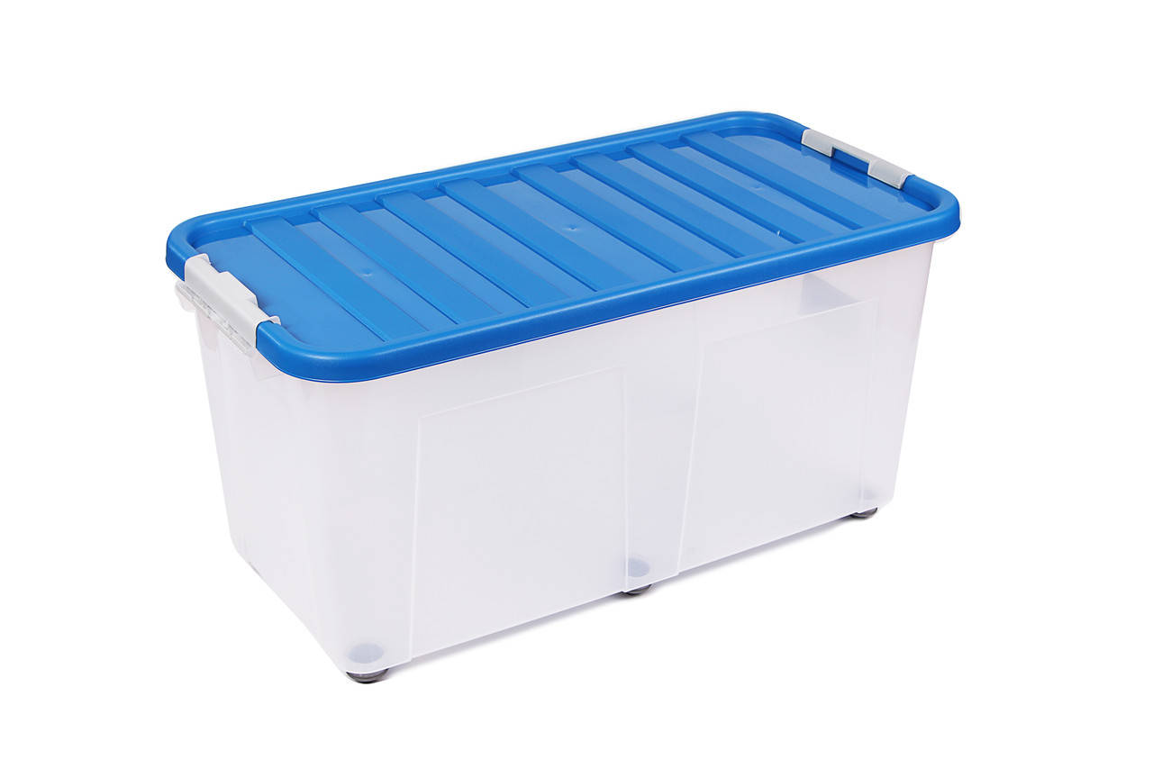 

Ящик пластиковый Heidrun ClipBOX 100л, 80*40*40см, (HDR-1617) на колесах с крышкой, Синий