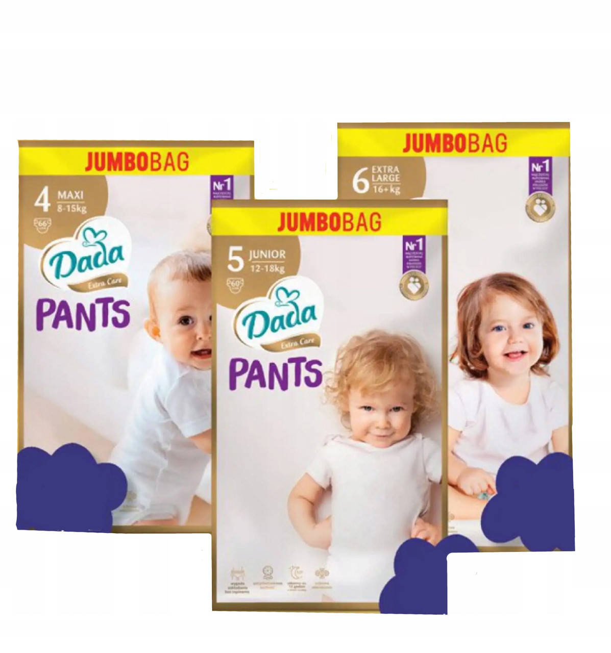 

Подгузники-трусики Dada Extra Care Pants 5 (12-18 кг) 60шт, Белый