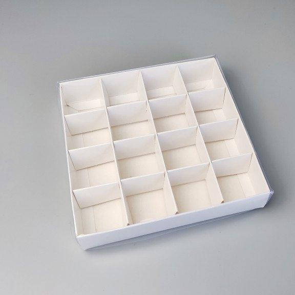 

Коробка для 16 цукерок, мілований картон, Белый