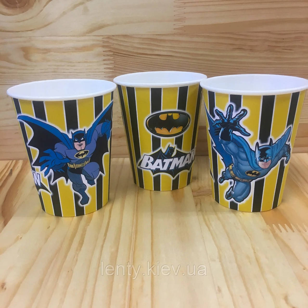 

Стаканчики бумажные Бэтмен/ Бетмен (10шт/уп. 250мл.)полоска одноразовые детские -