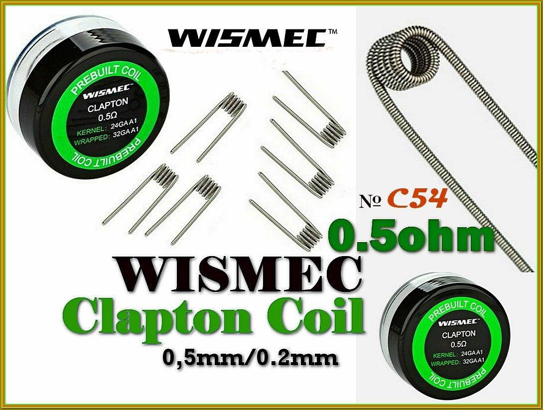 

С54 WISMEC Clapton Coil 0,5 Ом. Оригинал. Готовая спираль.