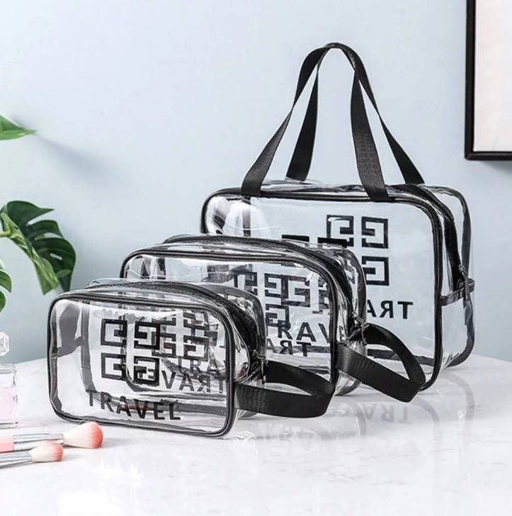 

Прозрачная водонепроницаемая сумочка - косметичка 24*10*14, Серый Кладовка