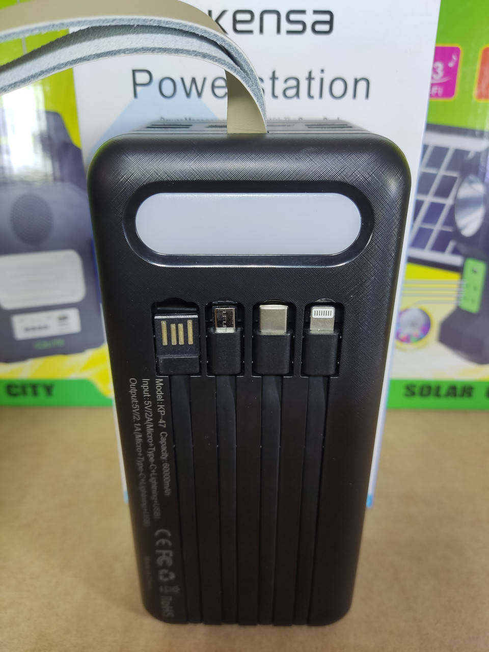 

Power Bank Kensa KP-47 60000 mAh / Повер Банк с кабелями и фонариком