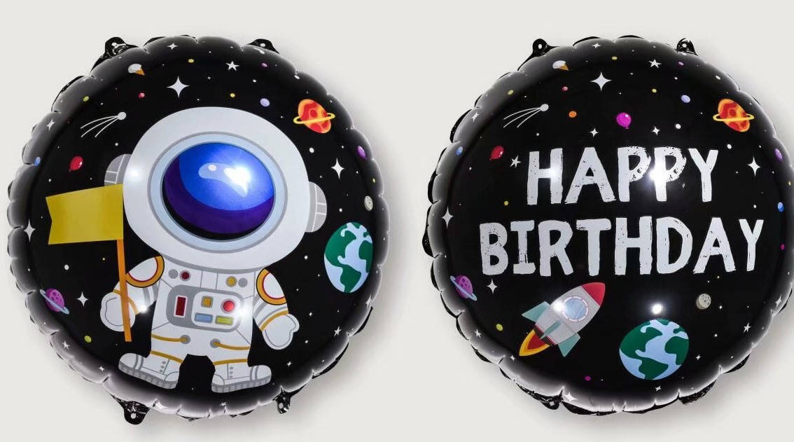 

Фольгированный шар круг Космонавт Happy Birthday 18 "Китай