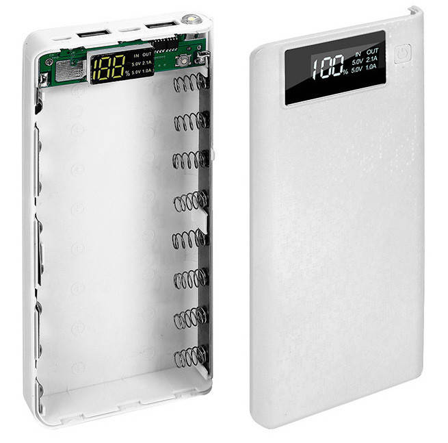 

Корпус Power bank U8 з TYPE-C на 8 аккумуляторов 18650 (Белый)