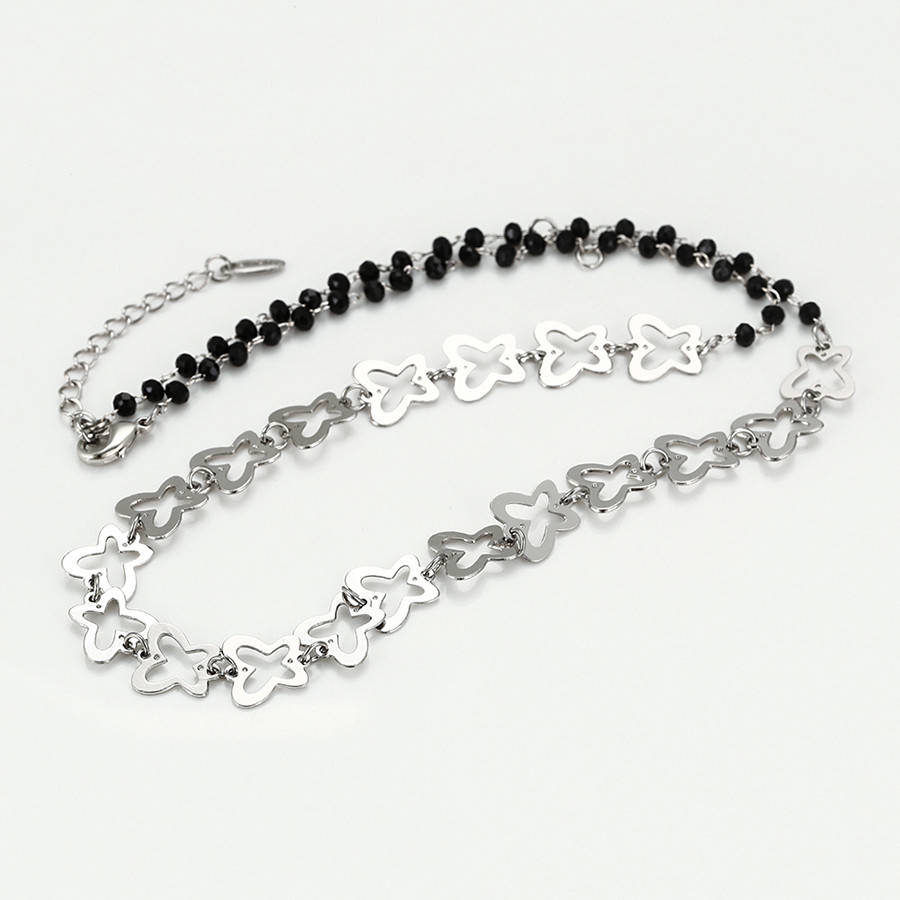 

Колье 36677 ширина 3 мм черные фианиты позолота Белое Золото длина 43+4