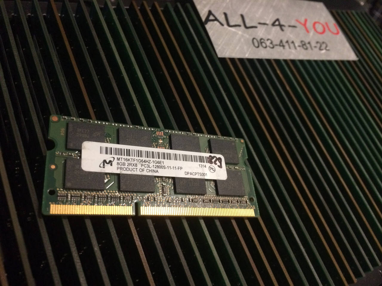 

Оперативна пам`ять MICRON DDR3 4GB 1.35V 2Rx8 SO-DIMM PC3 12800S 1600mHz Intel/AMD
