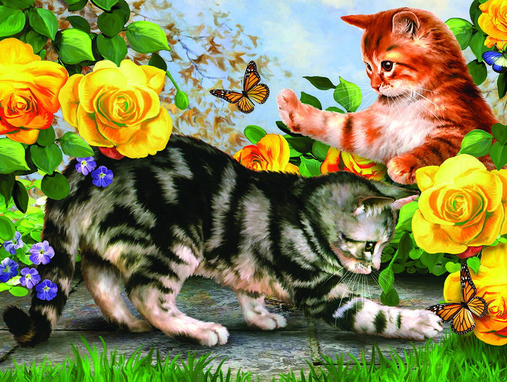 

Алмазная Мозаика Котята в Саду Набор Вышивки DIY-1823 20x30 см (Полная Выкладка)