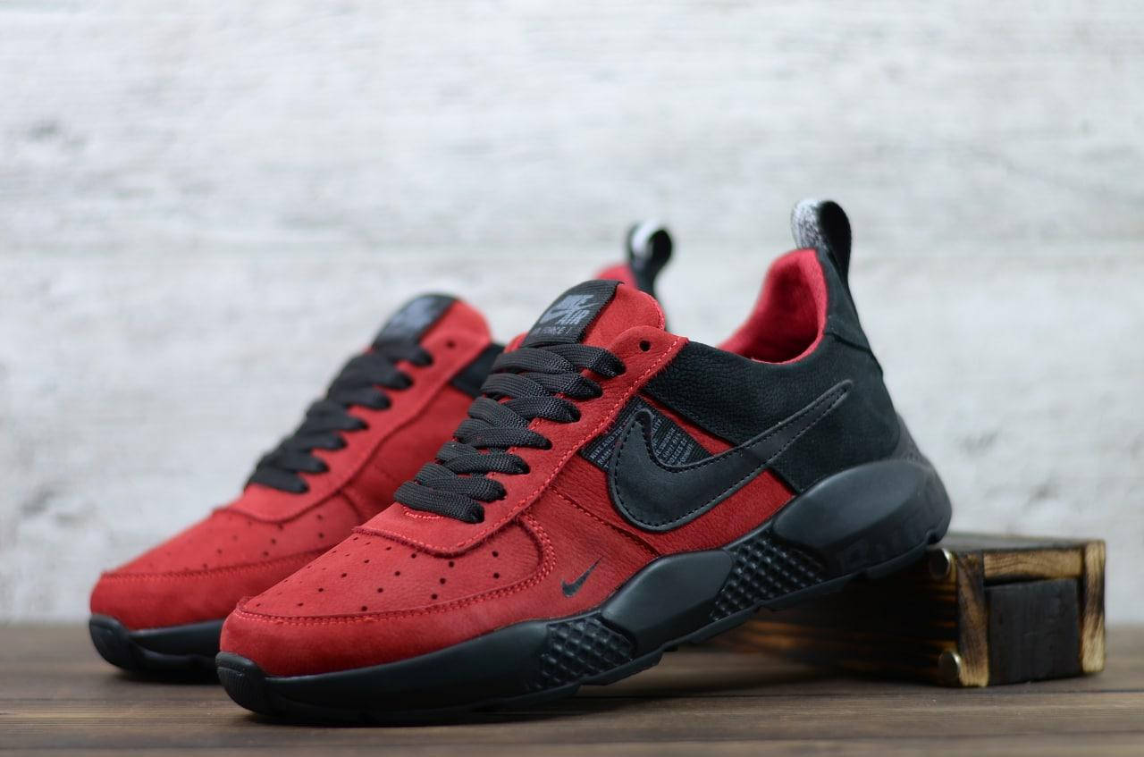 

Мужские кожаные кроссовки демисезонные Красные с черным Nike, Красный